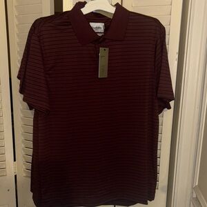 Lot of 3!Men's Burgundy Striped Polo Shirt-NEW w/tags